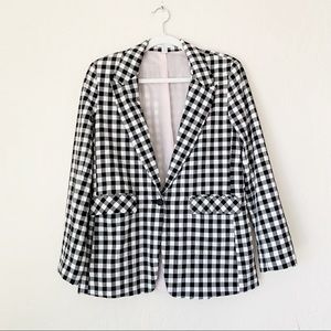 Topshop Black White Checkered Blazer Jacket Size 8